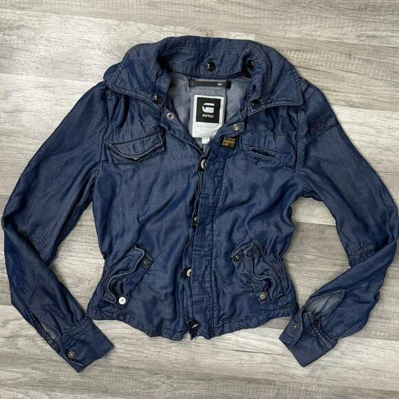 G-star Raw Womens Fitted Denim Look Utility Jacket Size XS - Picture 4 of 8